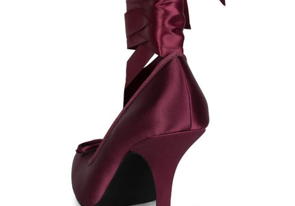 JEFFREY CAMPBELL NYMPHA WOMEN HEELS Wine Satin