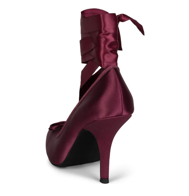 JEFFREY CAMPBELL NYMPHA WOMEN HEELS Wine Satin
