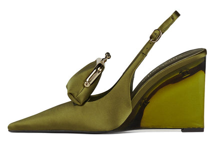 JEFFREY CAMPBELL PAY-ME WOMEN HEELS - Olive Satin Combo