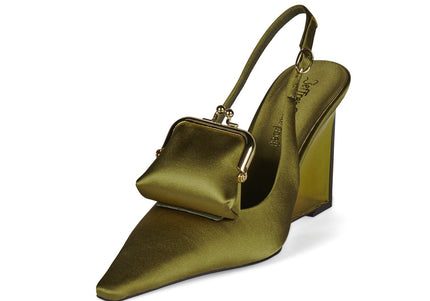 JEFFREY CAMPBELL PAY-ME WOMEN HEELS - Olive Satin Combo