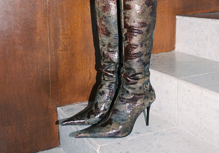 JEFFREY CAMPBELL PROPOSAL-F WOMENS BOOTS - Brown Croco