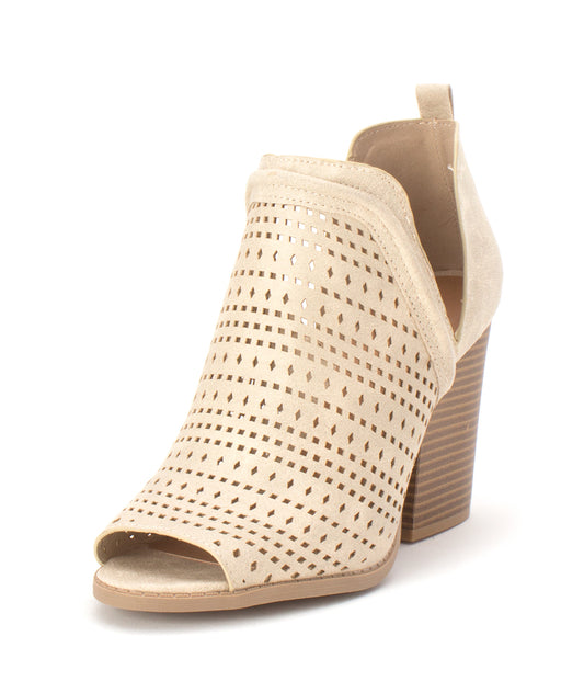 Qupid BARNES-226A Perforated Peep Toe Bootie