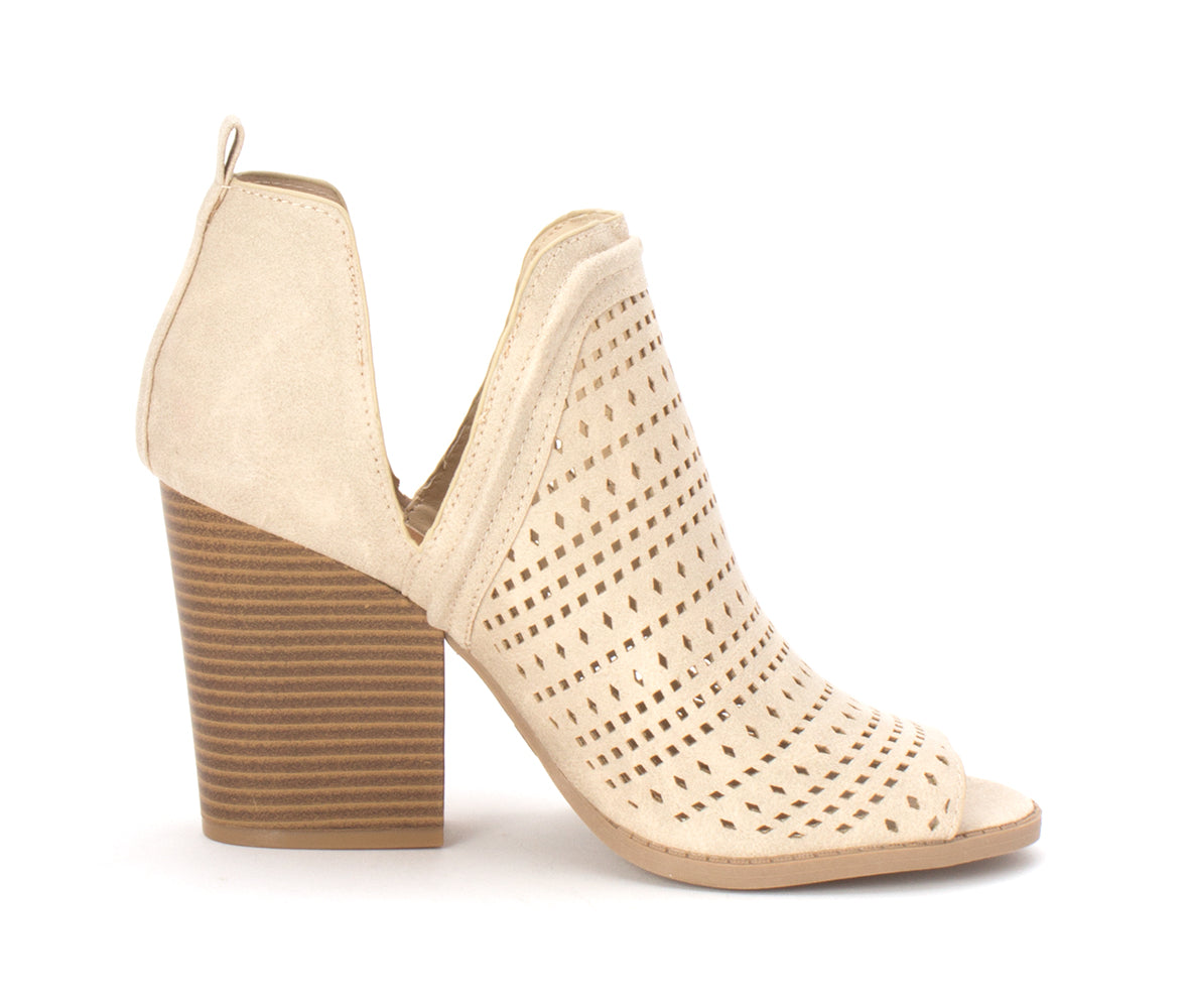 Qupid BARNES-226A Perforated Peep Toe Bootie