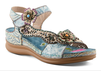 L'ARTISTE SCRIPT WOMEN SANDALS - Blue Multi