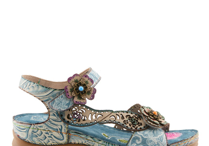 L'ARTISTE SCRIPT WOMEN SANDALS - Blue Multi