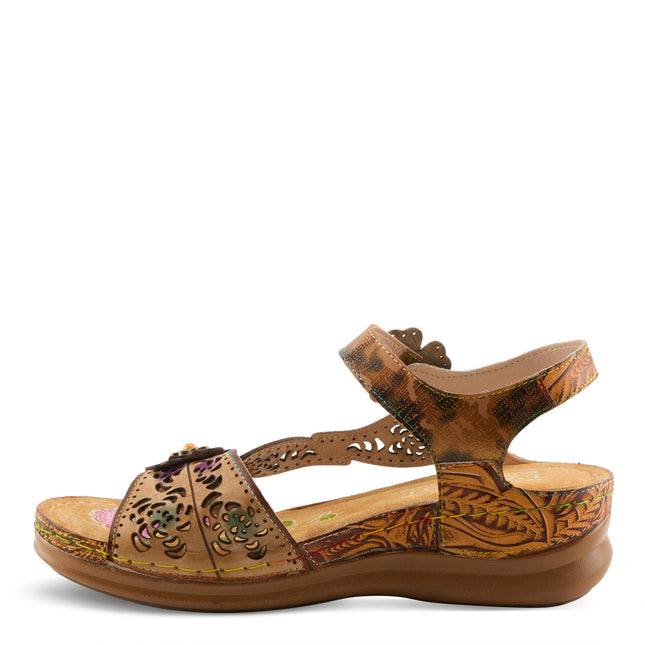 L'ARTISTE SCRIPT WOMEN SANDALS - Tan Multi
