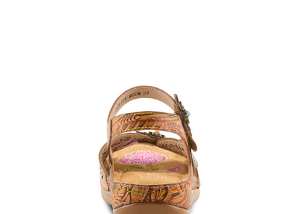 L'ARTISTE SCRIPT WOMEN SANDALS - Tan Multi