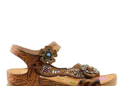 L'ARTISTE SCRIPT WOMEN SANDALS - Tan Multi