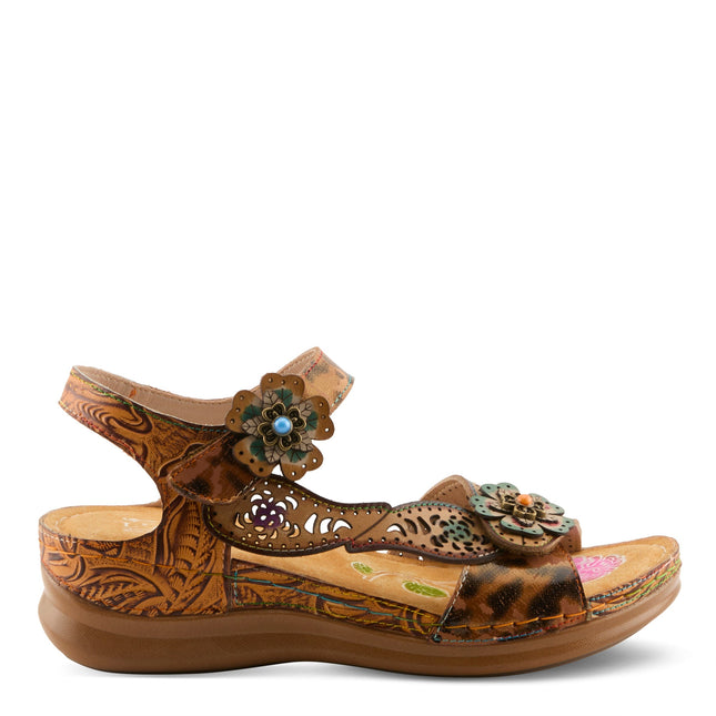 L'ARTISTE SCRIPT WOMEN SANDALS - Tan Multi