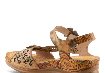 L'ARTISTE SCRIPT WOMEN SANDALS - Tan Multi