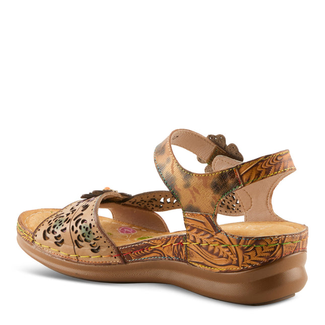 L'ARTISTE SCRIPT WOMEN SANDALS - Tan Multi