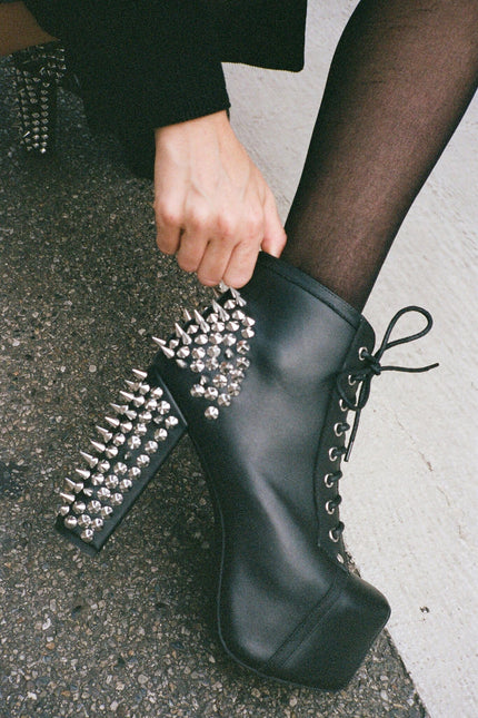 JEFFREY CAMPBELL SPIKE WOMENS BOOTS - Black Silver