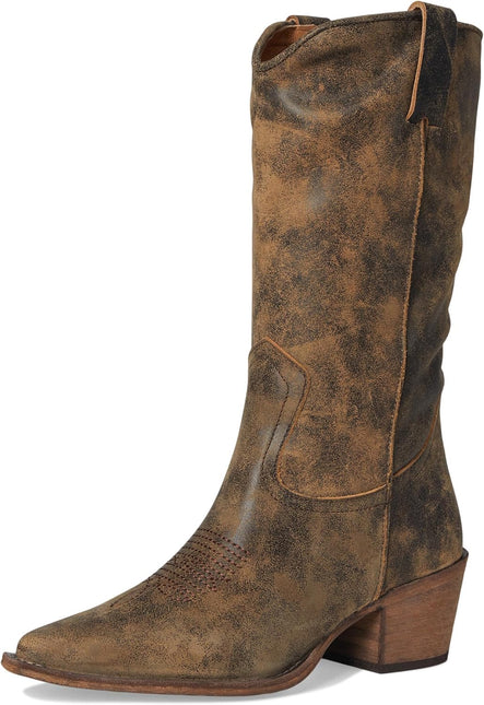 STEVE MADDEN ALBANY WOMEN BOOTS - Brown Distress