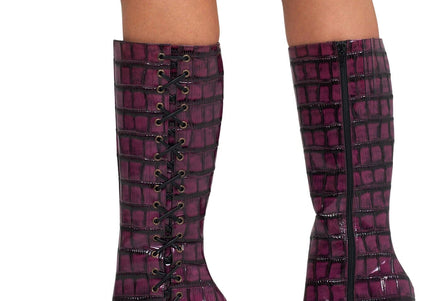 JEFFREY CAMPBELL STUNNA WOMENS BOOTS - Wine Black Croco