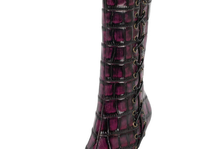 JEFFREY CAMPBELL STUNNA WOMENS BOOTS - Wine Black Croco