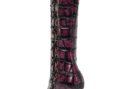 JEFFREY CAMPBELL STUNNA WOMENS BOOTS - Wine Black Croco