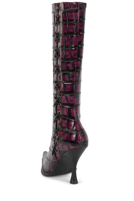 JEFFREY CAMPBELL STUNNA WOMENS BOOTS - Wine Black Croco