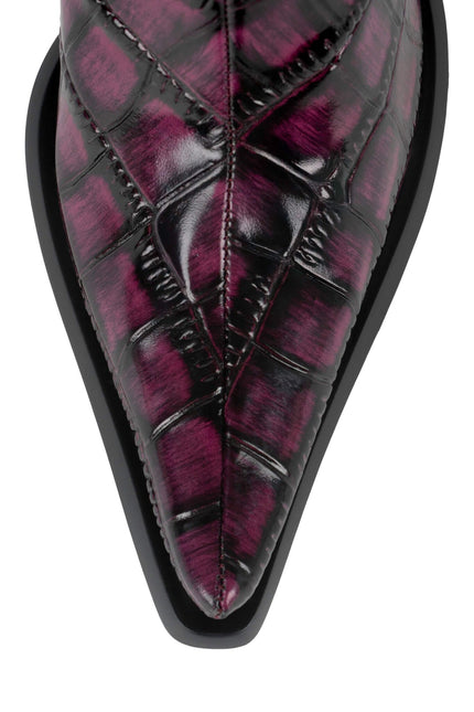 JEFFREY CAMPBELL STUNNA WOMENS BOOTS - Wine Black Croco