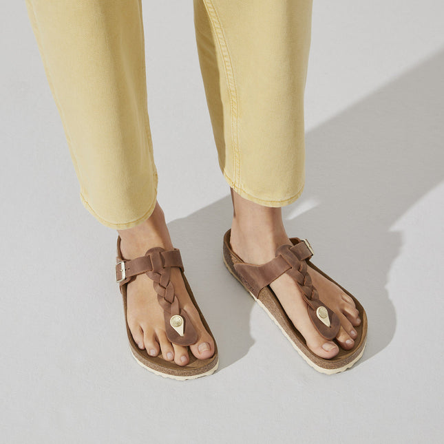 BIRKENSTOCK GIZEH BRAID OILED LEATHER WOMEN SANDALS