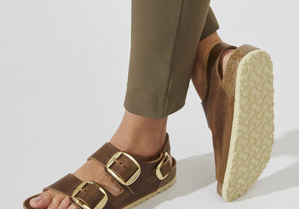 BIRKENSTOCK MILANO BIG BUCKLE OILED LEATHER WOMEN SANDALS