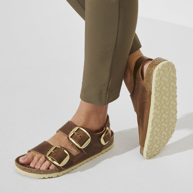 BIRKENSTOCK MILANO BIG BUCKLE OILED LEATHER WOMEN SANDALS