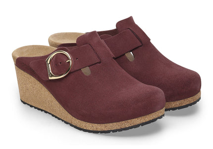 BIRKENSTOCK FANNY RING-BUCKLE SUEDE LEATHER WOMEN MULES