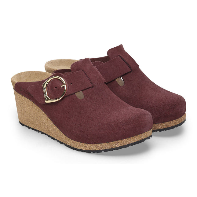BIRKENSTOCK FANNY RING-BUCKLE SUEDE LEATHER WOMEN MULES