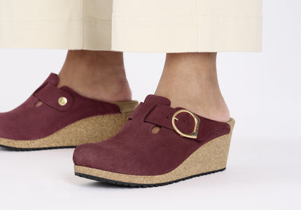 BIRKENSTOCK FANNY RING-BUCKLE SUEDE LEATHER WOMEN MULES