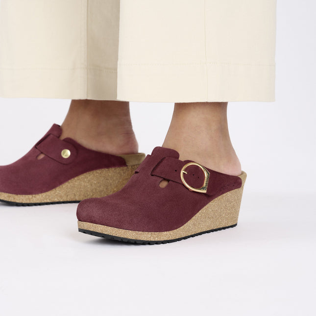 BIRKENSTOCK FANNY RING-BUCKLE SUEDE LEATHER WOMEN MULES