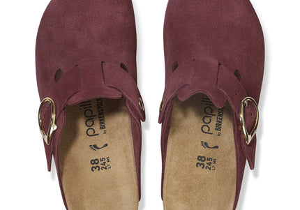 BIRKENSTOCK FANNY RING-BUCKLE SUEDE LEATHER WOMEN MULES