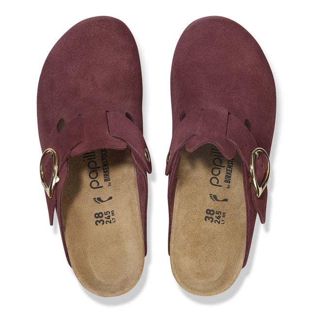 BIRKENSTOCK FANNY RING-BUCKLE SUEDE LEATHER WOMEN MULES