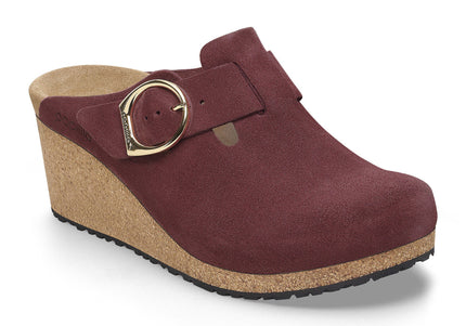BIRKENSTOCK FANNY RING-BUCKLE SUEDE LEATHER WOMEN MULES