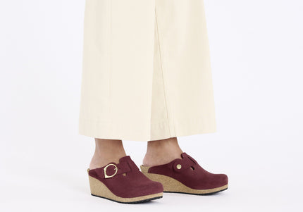 BIRKENSTOCK FANNY RING-BUCKLE SUEDE LEATHER WOMEN MULES