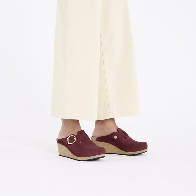 BIRKENSTOCK FANNY RING-BUCKLE SUEDE LEATHER WOMEN MULES