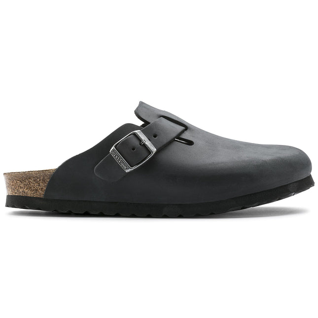 BIRKENSTOCK BOSTON OILED LEATHER UNISEX CLOGS - Black Oil Regular
