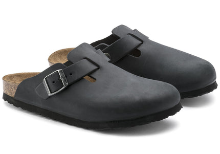 BIRKENSTOCK BOSTON OILED LEATHER UNISEX CLOGS - Black Oil Regular
