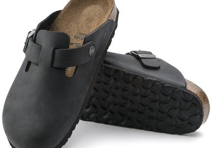 BIRKENSTOCK BOSTON OILED LEATHER UNISEX CLOGS - Black Oil Regular