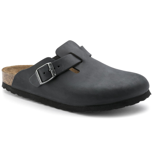 BIRKENSTOCK BOSTON OILED LEATHER UNISEX CLOGS - Black Oil Regular