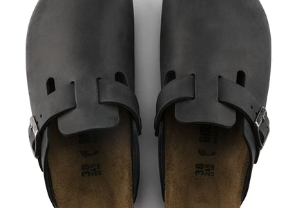 BIRKENSTOCK BOSTON OILED LEATHER UNISEX CLOGS - Black Oil Regular