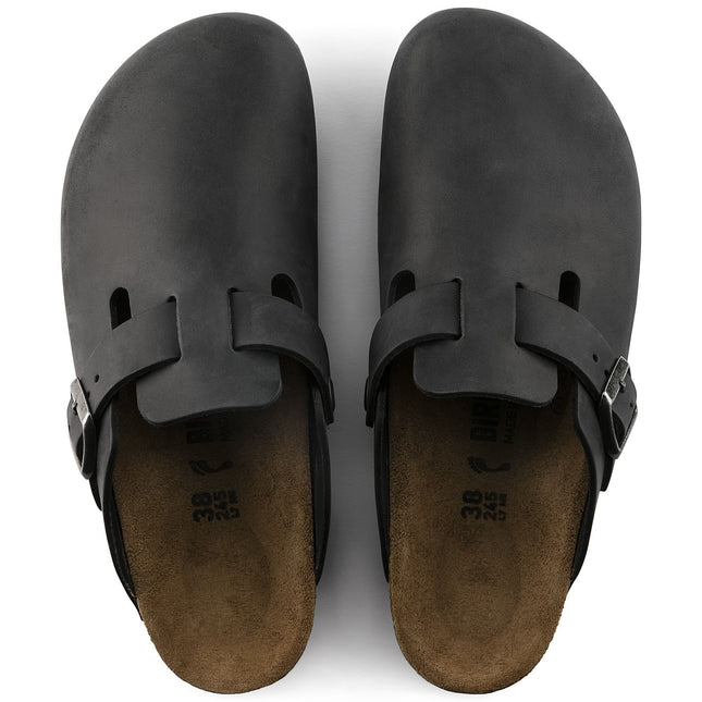 BIRKENSTOCK BOSTON OILED LEATHER UNISEX CLOGS - Black Oil Regular