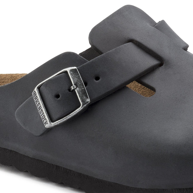BIRKENSTOCK BOSTON OILED LEATHER UNISEX CLOGS - Black Oil Regular