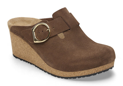 BIRKENSTOCK FANNY RING-BUCKLE SUEDE LEATHER WOMEN MULES