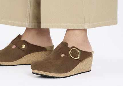 BIRKENSTOCK FANNY RING-BUCKLE SUEDE LEATHER WOMEN MULES