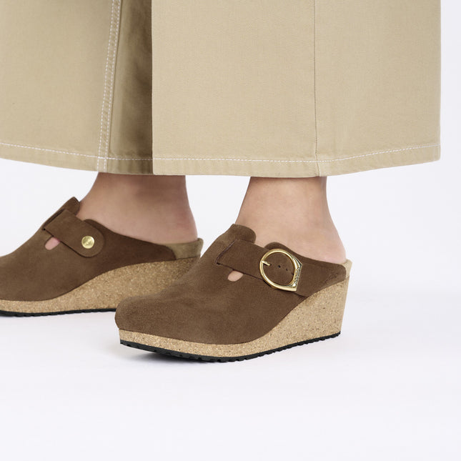 BIRKENSTOCK FANNY RING-BUCKLE SUEDE LEATHER WOMEN MULES