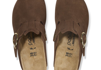 BIRKENSTOCK FANNY RING-BUCKLE SUEDE LEATHER WOMEN MULES