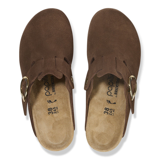 BIRKENSTOCK FANNY RING-BUCKLE SUEDE LEATHER WOMEN MULES