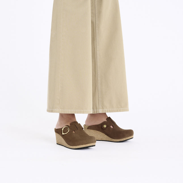 BIRKENSTOCK FANNY RING-BUCKLE SUEDE LEATHER WOMEN MULES