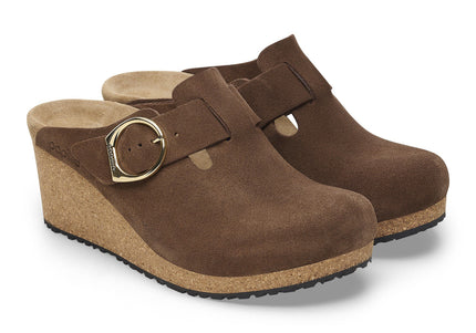BIRKENSTOCK FANNY RING-BUCKLE SUEDE LEATHER WOMEN MULES