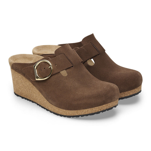 BIRKENSTOCK FANNY RING-BUCKLE SUEDE LEATHER WOMEN MULES