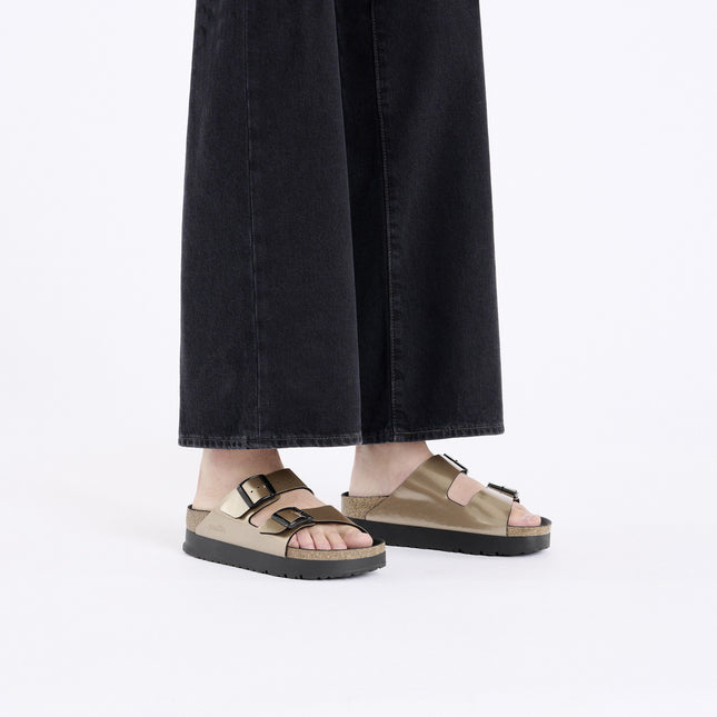 BIRKENSTOCK ARIZONA FLEX PLATFORM BIRKO-FLOR PATENT WOMEN SANDALS